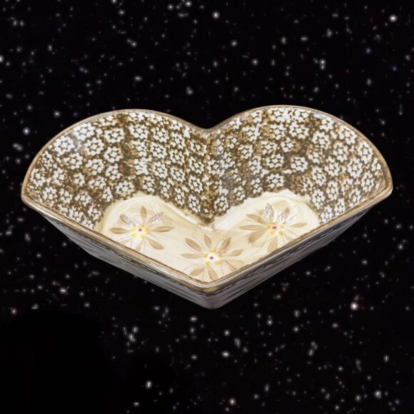 Temptations Ovenware by Tara Heart Shaped Green Bowl Old World 1QT FKI CERAMIC - Picture 5 of 10